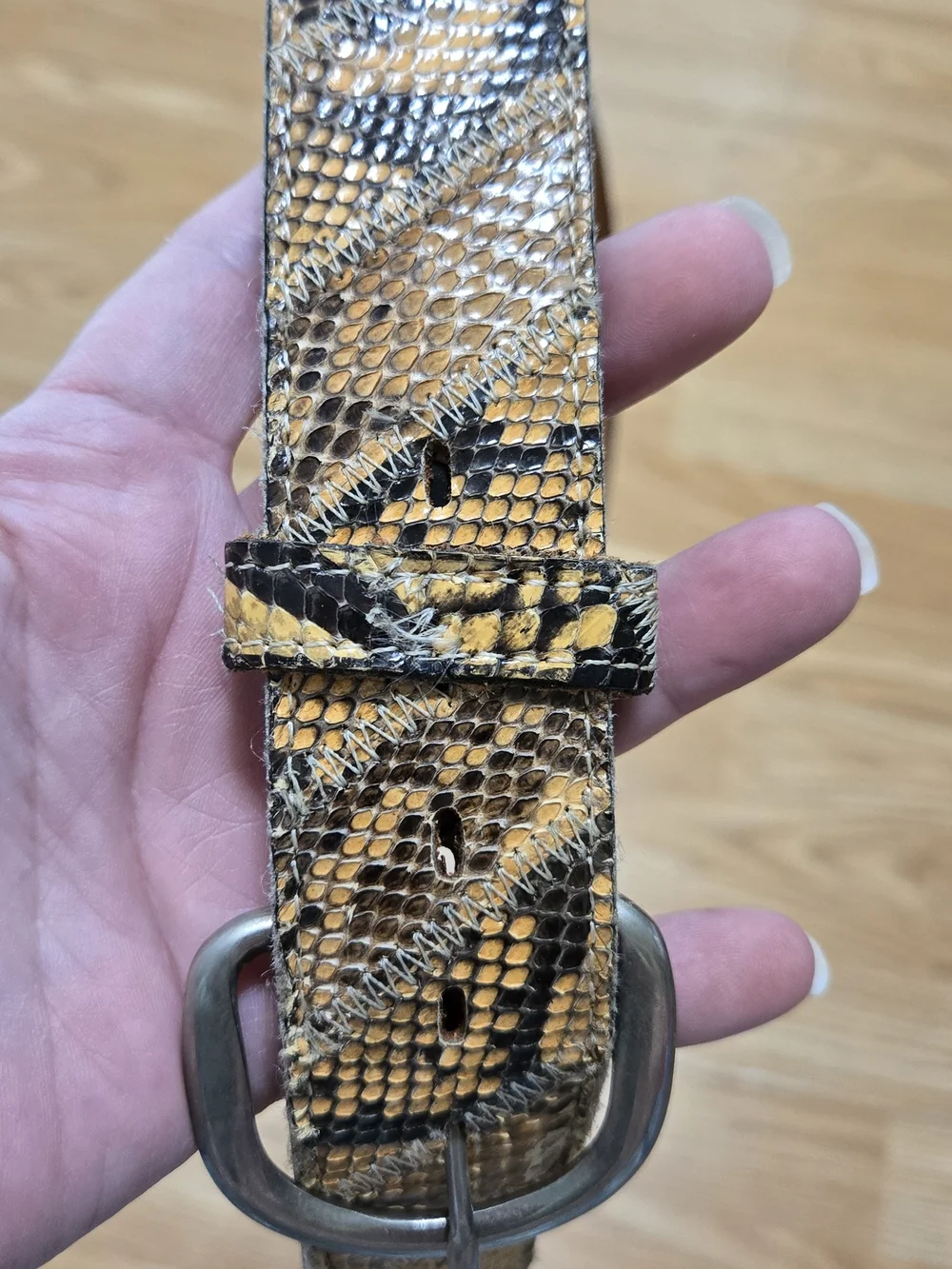 ACME Snake-Print Belt in Brown and Black Genuine Python Vintage - Picture 7 of 12